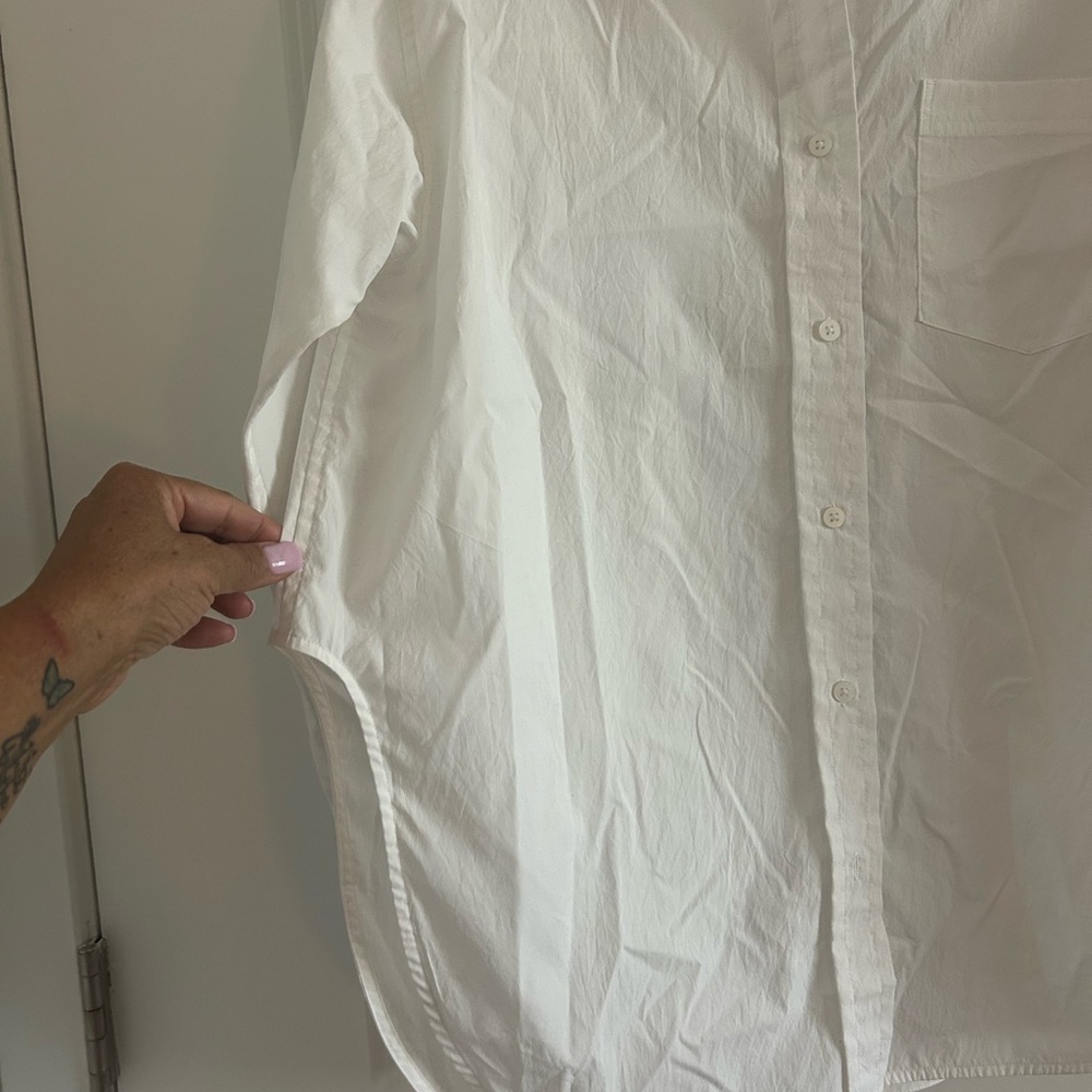 ATHLETA • Big Loose Fit White Long Sleeve  Shirt • MP - Picture 7 of 9